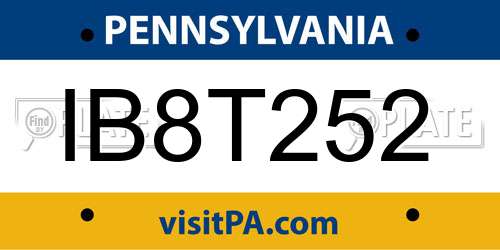 IB8T252 Pennsylvania License Plate