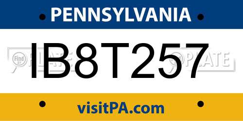 IB8T257 Pennsylvania License Plate