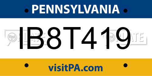 IB8T419 Pennsylvania License Plate