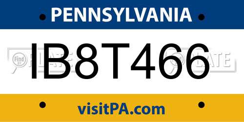 IB8T466 Pennsylvania License Plate