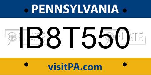 IB8T550 Pennsylvania License Plate