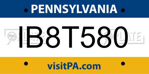 IB8T580 Pennsylvania License Plate