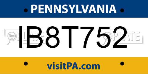 IB8T752 Pennsylvania License Plate