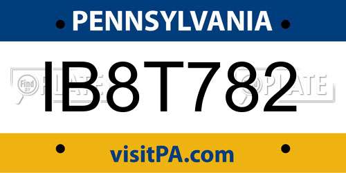IB8T782 Pennsylvania License Plate
