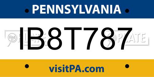 IB8T787 Pennsylvania License Plate
