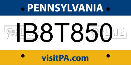 IB8T850 Pennsylvania License Plate