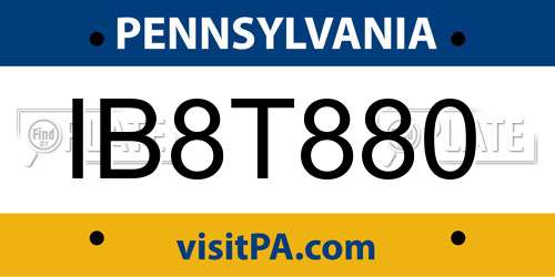 IB8T880 Pennsylvania License Plate