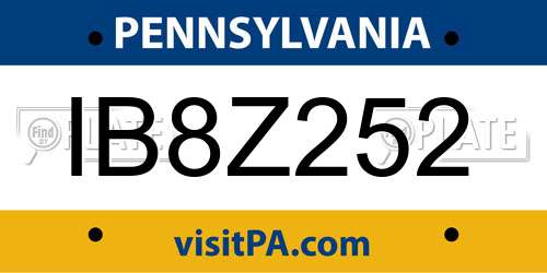IB8Z252 Pennsylvania License Plate