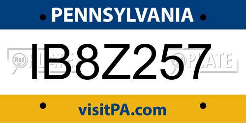 IB8Z257 Pennsylvania License Plate