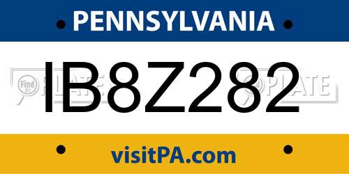 IB8Z282 Pennsylvania License Plate
