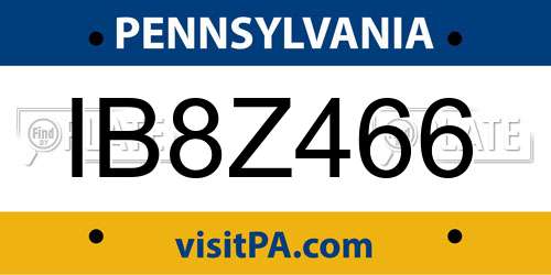 IB8Z466 Pennsylvania License Plate