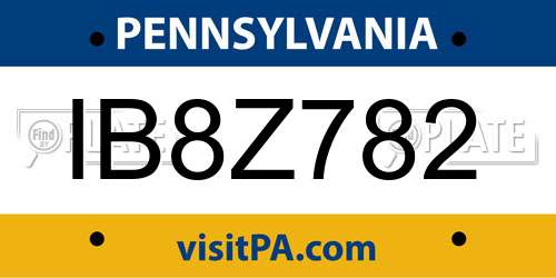 IB8Z782 Pennsylvania License Plate