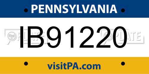 IB91220 Pennsylvania License Plate