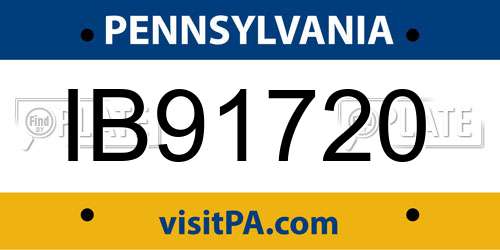 IB91720 Pennsylvania License Plate