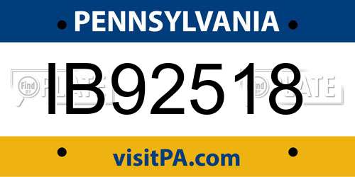 IB92518 Pennsylvania License Plate