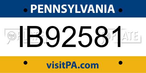 IB92581 Pennsylvania License Plate