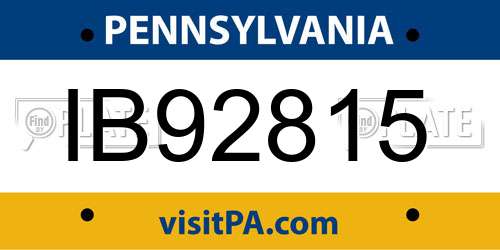 IB92815 Pennsylvania License Plate