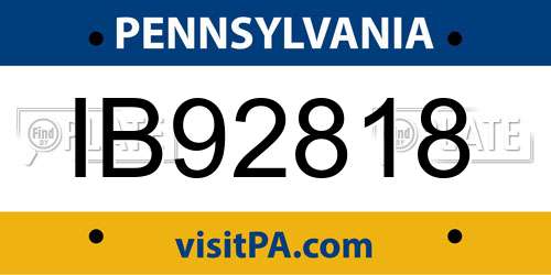 IB92818 Pennsylvania License Plate