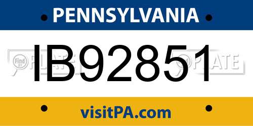 IB92851 Pennsylvania License Plate