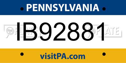 IB92881 Pennsylvania License Plate