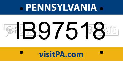 IB97518 Pennsylvania License Plate