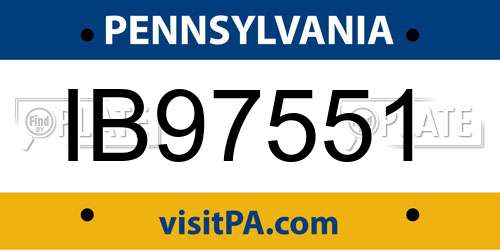 IB97551 Pennsylvania License Plate
