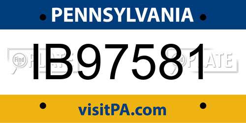 IB97581 Pennsylvania License Plate