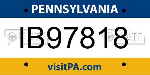 IB97818 Pennsylvania License Plate