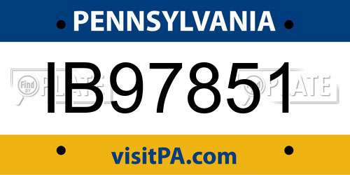 IB97851 Pennsylvania License Plate