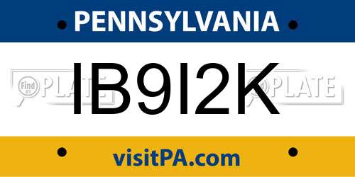 IB9I2K Pennsylvania License Plate