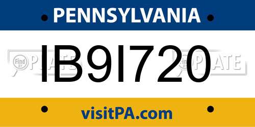IB9I720 Pennsylvania License Plate