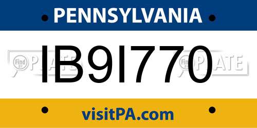 IB9I770 Pennsylvania License Plate