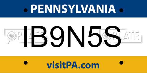 IB9N5S Pennsylvania License Plate