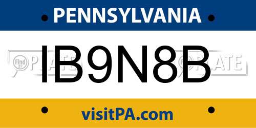 IB9N8B Pennsylvania License Plate