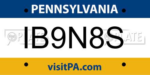 IB9N8S Pennsylvania License Plate