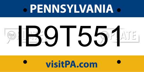 IB9T551 Pennsylvania License Plate