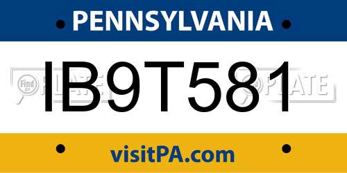IB9T581 Pennsylvania License Plate