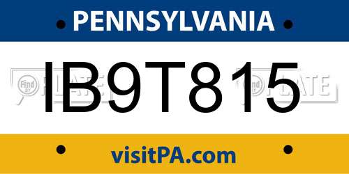 IB9T815 Pennsylvania License Plate