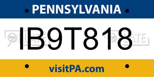 IB9T818 Pennsylvania License Plate