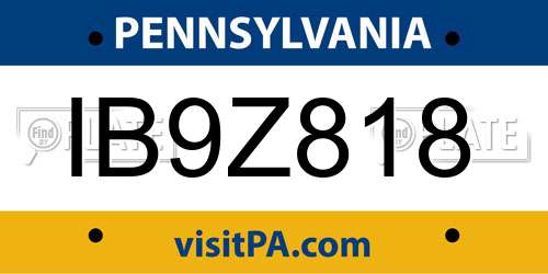 IB9Z818 Pennsylvania License Plate