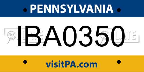 IBA0350 Pennsylvania License Plate