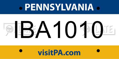 IBA1010 Pennsylvania License Plate