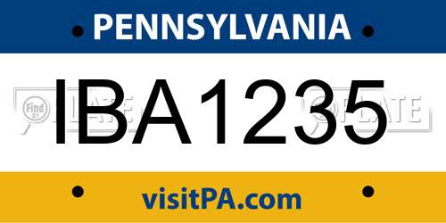 IBA1235 Pennsylvania License Plate