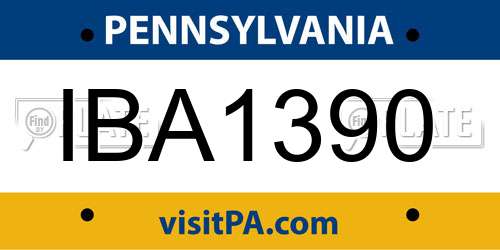 IBA1390 Pennsylvania License Plate