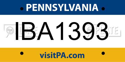 IBA1393 Pennsylvania License Plate