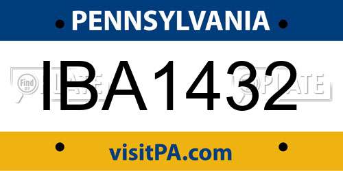 IBA1432 Pennsylvania License Plate