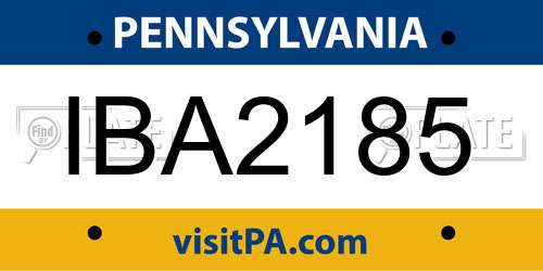 IBA2185 Pennsylvania License Plate