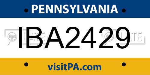 IBA2429 Pennsylvania License Plate
