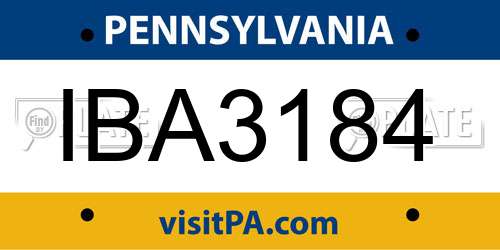 IBA3184 Pennsylvania License Plate