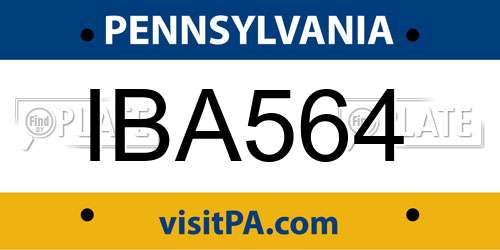 IBA564 Pennsylvania License Plate